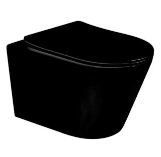 Подвесной унитаз Boheme Avva 973-SET-B безободковый чёрный матовый